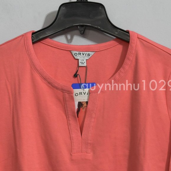 Orvis Ladies' ¾ Sleeve Split Neck Pima Cotton Top. - Picture 4 of 6